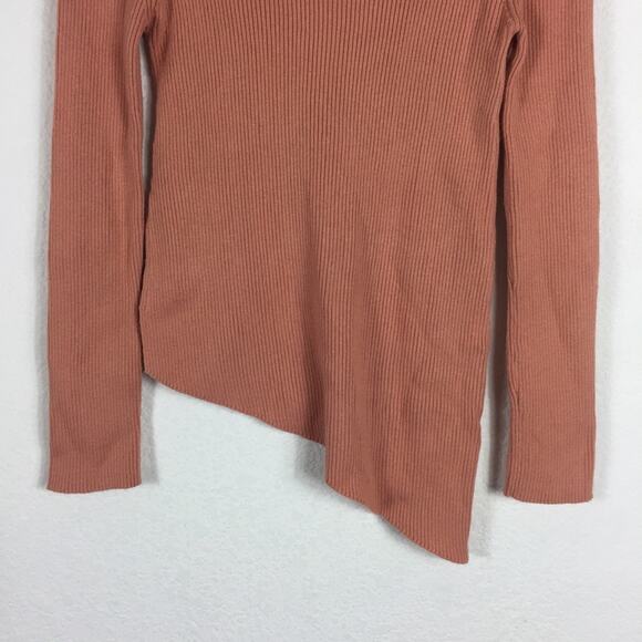 Zara Pink Ribbed Turtleneck Asymmetric Hem Mock Neck Sweater Small - Picture 7 of 10